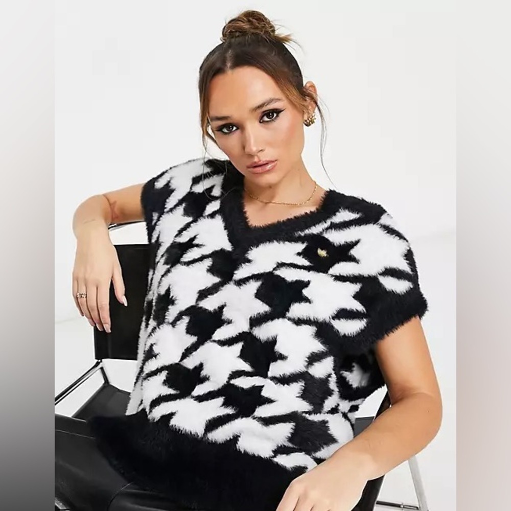 Adidas Vichy Vest Sweater Black/White Soft Thick